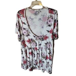 Torrid Babydoll Super Soft Floral V-Neck Women's Top